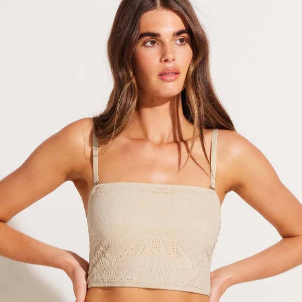 Vitamin A Bandeau Top - Natural Calico Crochet - Small